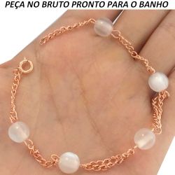 PULSEIRA NO BRUTO PRONTO PARA O BANHO JÁ NO COBRE PEDRA OLHO DE GATO 6mm 4GR TAMANHO APROXIMADO:18CM REF:BRU178