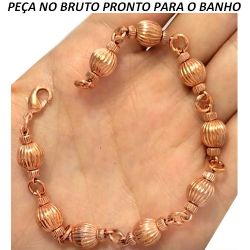 PULSEIRA NO BRUTO PRONTO PARA O BANHO JÁ NO COBRE EM FORMA DE BOLINHA 8MM TAMANHO APROXIMADO:18CM 8GR REF:BRU567