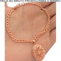 PULSEIRA NO BRUTO PRONTO PARA O BANHO JÁ NO COBRE RELICARIO TAMANHO APROXIMADO:20x16MM 8GR REF:BRU1099