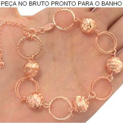 PULSEIRA NO BRUTO PRONTO PARA O BANHO JÁ NO COBRE EM FORMA BOLINHA TAMANHO APROXIMADO:20CM+EXTENSOR 10GR REF:BRU1105