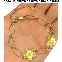 PULSEIRA NO BRUTO PRONTO PARA O BANHO JÁ NO COBRE COM FLORES TAMANHO APROXIMADO:19CM+EXTENSOR 4,3GR REF:BRU922
