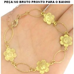 PULSEIRA NO BRUTO PRONTO PARA O BANHO JÁ NO COBRE COM FLORES TAMANHO APROXIMADO:19CM+EXTENSOR 4GR REF:BRU1153