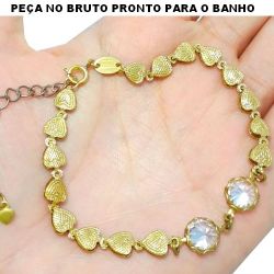 PULSEIRA NO BRUTO PRONTO PARA O BANHO JÁ NO COBRE EM ZIRCÔNIA BRANCA TAMANHO APROXIMADO:19CM+EXTENSOR 5.7GR REF:BRU1235