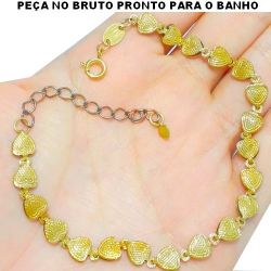 PULSEIRA NO BRUTO PRONTO PARA O BANHO JÁ NO COBRE EM CORAÇÕES TAMANHO APROXIMADO:19CM+EXTENSOR 5GR REF:BRU1237