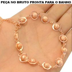 PULSEIRA NO BRUTO PRONTO PARA BANHO JÁ NO COBRE BOLINHAS 5.5GR TAMANHO APROXIMADO:19CM+EXTENSOR REF.BRU1361