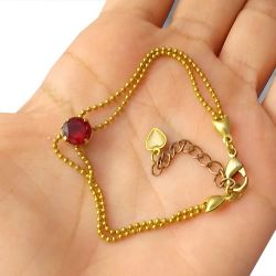 Pulseira No Bruto Pronto Para Banho Com Pedra de Zircônia Vermelha Tamanho Aproximado: 18cm Extensor: 5cm Peso: 3,6 gramas REF: BRU180