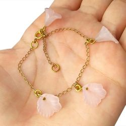 Pulseira No Bruto Pronto Para Banho Com Flores Tamanho Aproxiamado: 18cm Extensor: 3cm Peso: 2,4 gramas REF: BRU888