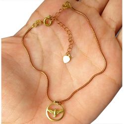 Pulseira No Bruto Pronto Para Banho Com Pingente Espirito Santo Vazado Tamanho Aproximado: 19,0cm Peso: 2,3 Gramas REF: BRU066