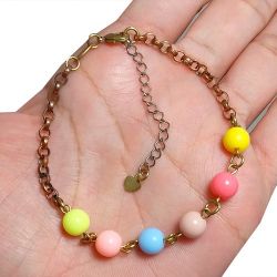 Pulseira No Bruto Pronto Para Banho Com Bolinhas De 8mm Tamanho Aproximado: 20,0cm Extensor: 5,0cm Peso: 6,4 gramas REF: BRU1853