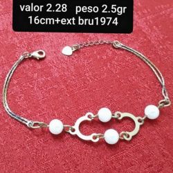 PULSEIRA NO BRUTO PRONTO PARA O BANHO PESO TOTAL 2,5GR TAMANHO 16CM + EXTENSOR  PEROLA DE 6MM REF.BRU1974