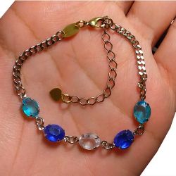 Pulseira No Bruto Pronto Para Banho Com Pedras Em Cristais De Acrílico Tamanho Aproximado: 20,0cm Extensor: 5,0cm Peso: 3,0 gramas REF: BRU1944