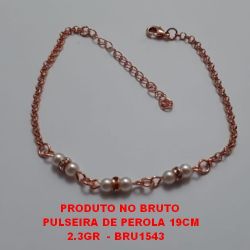 PULSEIRA NO BRUTO PRONTO PARA O BANHO COM PEROLA PESO TOTAL 2.3GR TAMANHO 19CM +EXTENSOR REF.BRU1543