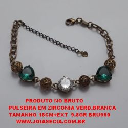 PULSEIRA NO BRUTO PRONTO PARA O BANHO PULSEIRA EM ZIRCONIA VERD.BRANCA TAMANHO 18CM+EXT  9.8GR BRU950