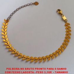 PULSEIRA NO BRUTO PRONTO PARA O BANHO COM FECHO LAGOSTA - PESO 3,1GR  - TAMANHO 17CM + EXTENSOR - BRU1173