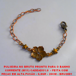 PULSEIRA NO BRUTO PRONTO PARA O BANHO CORRENTE (M11) CADEADO1.0  - FEITA COM  PEÇAS EM ALTA FUSÃO - 6,8GR - 20CM - BRU2881