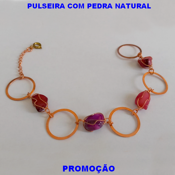 PULSEIRA NO BRUTO PRONTO PARA O BANHO - PULSEIRA FEMININA COM PEDRA NATURAL -  PULSEIRA DE 20,9CM  - PESO 3,9GR - BRU1892