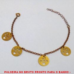 PULSEIRA NO BRUTO PRONTO PARA O BANHO -  PULSEIRA FEMININA COM PENDURICALHOS COM  FRASES ''MOTIVACIONAIS'' - TAMANHO:20,7CM - PESO:2,8GR - BRU3993