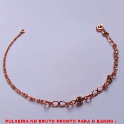 PULSEIRA NO BRUTO PRONTO PARA O BANHO -  PULSEIRA FEMININA COM CRISTAIS - TAMANHO: 18,0CM - PESO:1,3GR - BRU4340