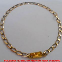 PULSEIRA NO BRUTO PRONTO PARA O BANHO  (118) CORRENTE ELLO BATIDO - COM FECHO GAVETA COM TRAVA - PESO 4.5GR - LARGURA DA CORRENTE 4.4MM  CORRENTE ELLO BATIDO ''25CM'' BRU1254