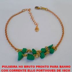 PULSEIRA NO BRUTO PRONTO PARA BANHO COM CORRENTE ELLO PORTIGUES DE 18CM  +EXTENSOR  - COM CASCALHO NATURAL - PESO 4,9GR BRU1564