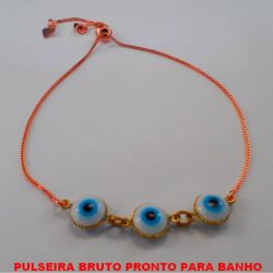 PULSEIRA BRUTO PRONTO PARA BANHO  COM CORRENTE VENEZIANA AJUSTAVEL (REGULAVEL) COM OLHO GREGO - PESO 2,4GR BRU043
