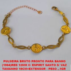 PULSEIRA BRUTO PRONTO PARA BANHO (1984)RED 12MM C/ ESPIRIT SANTO S/ VAZ TAMANHO 18CM+EXTENSOR - PESO ..1GR  BRU0215