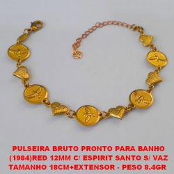 PULSEIRA BRUTO PRONTO PARA BANHO (1984)RED 12MM C/ ESPIRIT SANTO S/ VAZ TAMANHO 18CM+EXTENSOR - PESO 8.4GR  BRU0233