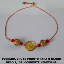 PULSEIRA BRUTO PRONTO PARA O BANHO  PESO 3,1GR) CORRENTE VENEZIANA  AJUSTAVEL COM MEDALHA DE NOSSA SENHORA APARECIDA - BRU0340