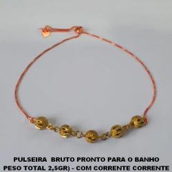PULSEIRA  BRUTO PRONTO PARA O BANHO  PESO TOTAL 2,5GR) - COM CORRENTE CORRENTE  VENEZIANA AJUSTAVEL(REGULAVEL) COM BOLAS  DE 6MM VASADA (DIAMANTADA - BRU3099
