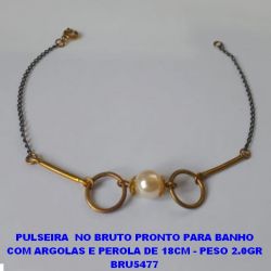 PULSEIRA  NO BRUTO PRONTO PARA BANHO COM ARGOLAS E PEROLA DE 18CM - PESO 2.0GR BRU5477