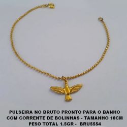 PULSEIRA NO BRUTO PRONTO PARA O BANHO(CX97) COM CORRENTE DE BOLINHAS - TAMANHO 18CM PESO TOTAL 1.5GR -  BRU5554