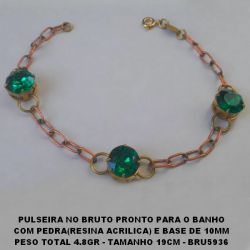 PULSEIRA NO BRUTO PRONTO PARA O BANHO COM PEDRA(RESINA ACRILICA) E BASE DE 10MM PESO TOTAL 4.8GR - TAMANHO 19CM - BRU5936