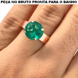 ANEL NO BRUTO JA BANHADO NO COBRE PRONTO PARA O BANHO AJUSTÁVEL EM PEDRA ZIRCÔNIA VERDE 10X10 2.3GR REF.BRU1498