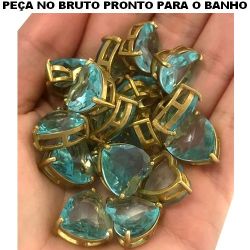 PINGENTE PARA JÓIAS NO BRUTO ALTA FUSÃO EM FORMA DE CORAÇÃO EM ZIRCÔNIA AZUL 2GR TAMANHO APROXIMADO:15X15MM REF.BRU246