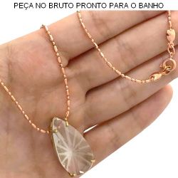 GARGANTILHA (TIPO COLAR) NO BRUTO PRONTO PARA O BANHO ZIRCÔNIA RISCADA 9GR TAM APROX CORRENTE:60CM TAM APROX PINGENTE:15X30MM REF:BRU126