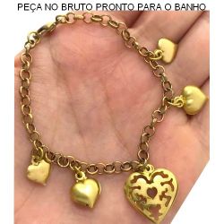 PULSEIRA NO BRUTO PRONTO PARA O BANHO JA NO COBRE COM CORAÇÕES 6,5GR TAM APROX:18CM REF:BRU123