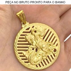 PINGENTE NO BRUTO PRONTO PARA O BANHO JÁ NO COBRE(540) MEDALHA DE SÃO JORGE 5.4GR TAMANHO APROXIMADO: 35MM REF:BRU093