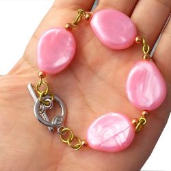 Pulseira no Brunto Pronto Para o Banho Com Pedras de Resina Peso: 13 gramas REF: BRU168