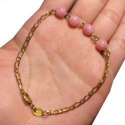 Pulseira No Bruto Pronto Para Banho Com Pedra De Resina Veias De Coração De 8mm Tamanho Aproximado: 20,0cm Peso: 3,6 gramas REF: BRU1891