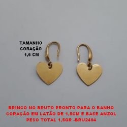 BRINCO NO BRUTO PRONTO PARA O BANHO CORAÇÃO EM LATÃO DE 1,5CM E BASE ANZOL PESO TOTAL 1,5GR -BRU2494