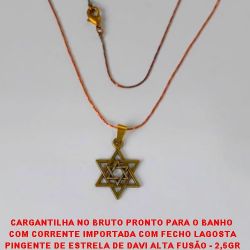 CARGANTILHA NO BRUTO PRONTO PARA O BANHO  COM CORRENTE IMPORTADA COM FECHO LAGOSTA PINGENTE DE ESTRELA DE DAVI ALTA FUSÃO - 2,5GR BRU2627
