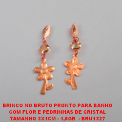 BRINCO NO BRUTO PRONTO PARA BANHO COM FLOR E PEDRINHAS DE CRISTAL TAMANHO 3X1CM - 1,6GR  - BRU1327