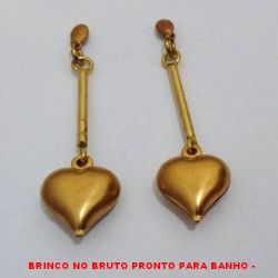 BRINCO NO BRUTO PRONTO PARA BANHO -  BRINCO COM CORAÇÃO DE LATÃO -  TAMANHO:4,0CM - PESO:2,0GR - BRU3766