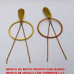 BRINCO NO BRUTO PRONTO PARA BANHO -  BRINCO DE ARGOLA COM CORRENTE L-11 -  TAMANHO:9,0CM - PESO:3,3GR -  BRU3762