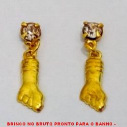BRINCO NO BRUTO PRONTO PARA O BANHO -  BRINCO DE FIGA COM CRISTAL - TAMANHO:1,9CM -  PESO:0,6GR - BRU777