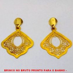 BRINCO NO BRUTO PRONTO PARA O BANHO -  BRINCO VAZADO - TAMANHO:3,5CM - PESO:1,2GR -  BRU4045