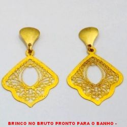 BRINCO NO BRUTO PRONTO PARA O BANHO -  BRINCO VAZADO - TAMANHO:3,8CM - PESO:1,5GR -  BRU4044