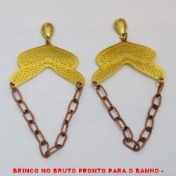 BRINCO NO BRUTO PRONTO PARA O BANHO - BRINCO VAZADO E COM CORRENTE - TAMANHO: 7,3CM - PESO:4,4GR - BRU1438