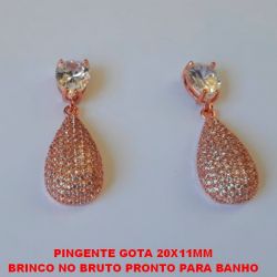 BRINCO NO BRUTO PRONTO PARA BANHO COM BASE CRAVEJADA EM MICRO ZIRCONIAS  E PEDRA DE 20X11MM - PESO 5,9GR - BRU0120