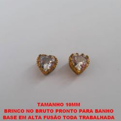 BRINCO NO BRUTO PRONTO PARA BANHO COM BASE EM ALTA FUSÃO(CORAÇÃO E ZIRCONIAS) TODA TRABALHADA TAMANHO10MM - PESO TOTAL 3,6GR - BRU0830
